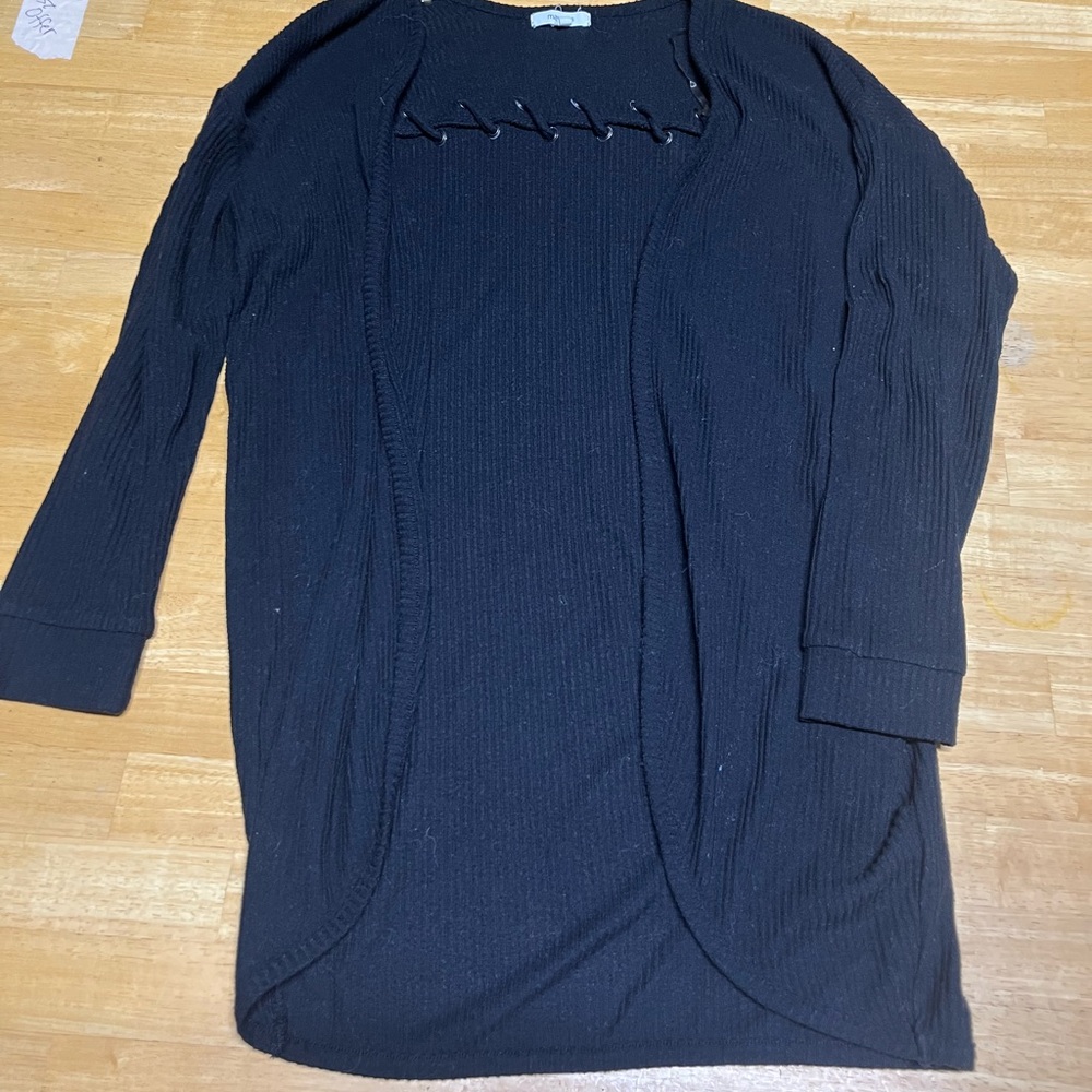 Maurices Black Ribbed Cardigan Sweater